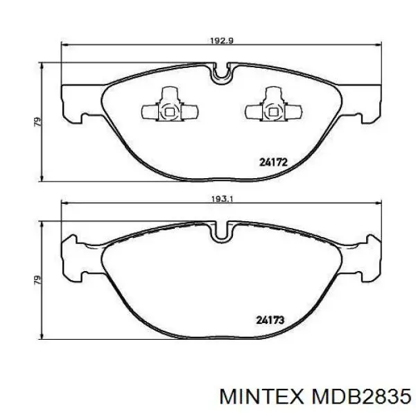 MDB2835 Mintex колодки гальмівні передні, дискові