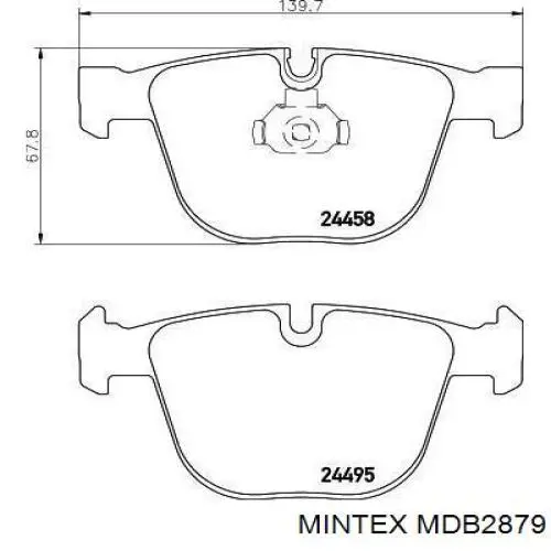 MDB2879 Mintex колодки гальмові задні, дискові