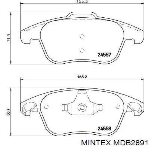 MDB2891 Mintex колодки гальмівні передні, дискові