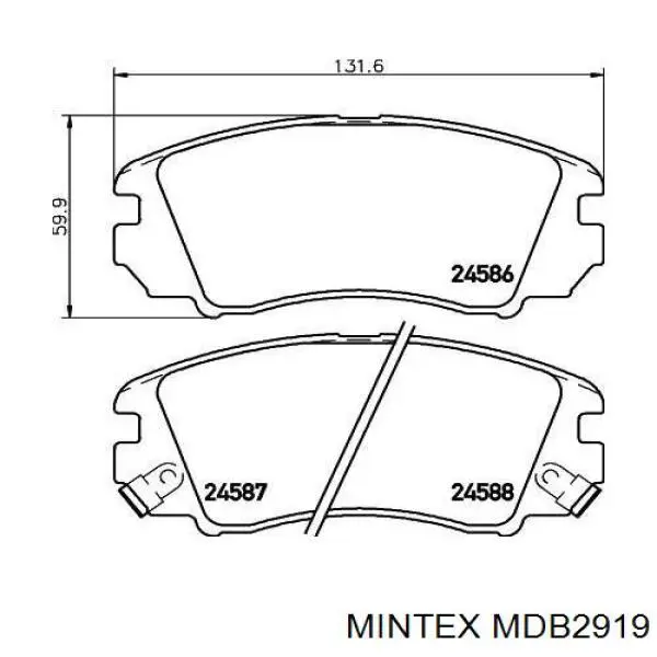 MDB2919 Mintex колодки гальмівні передні, дискові