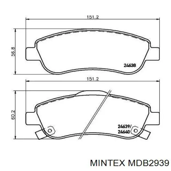 MDB2939 Mintex колодки гальмівні передні, дискові