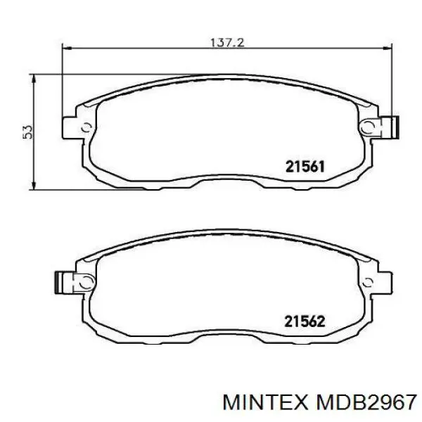 MDB2967 Mintex колодки гальмівні передні, дискові