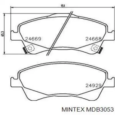 MDB3053 Mintex колодки гальмівні передні, дискові