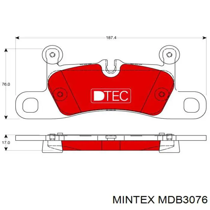 MDB3076 Mintex колодки гальмові задні, дискові