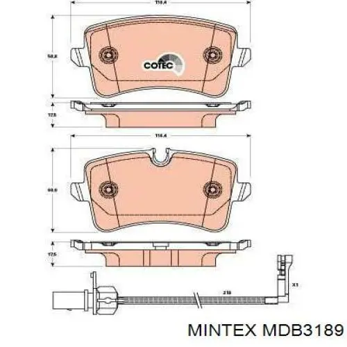 MDB3189 Mintex колодки гальмові задні, дискові