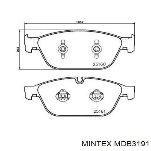 MDB3191 Mintex колодки гальмівні передні, дискові