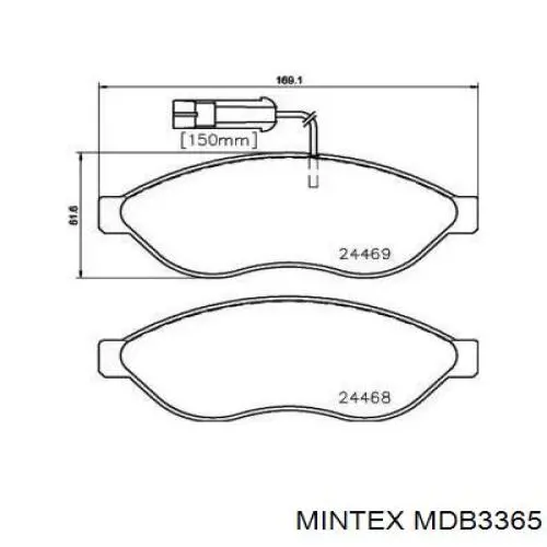 MDB3365 Mintex колодки гальмівні передні, дискові