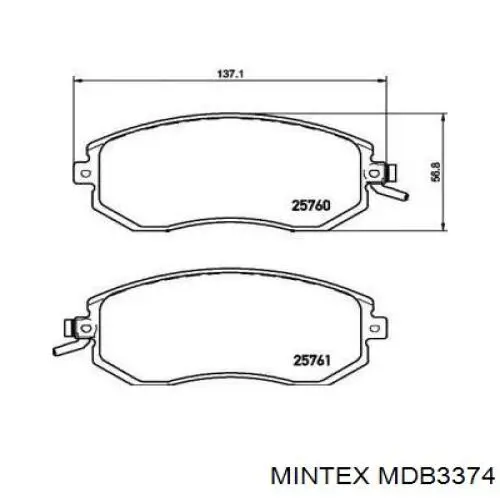 Колодки гальмівні передні, дискові MDB3374 Mintex