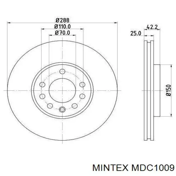MDC1009 Mintex диск гальмівний передній