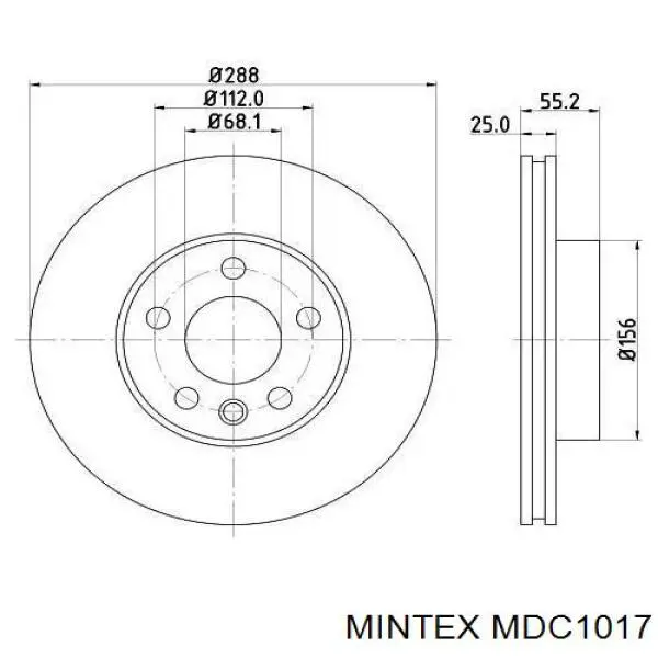 MDC1017 Mintex диск гальмівний передній