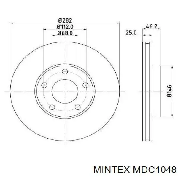 MDC1048 Mintex диск гальмівний передній
