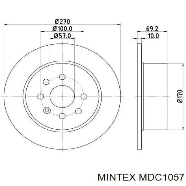 MDC1057 Mintex диск гальмівний задній