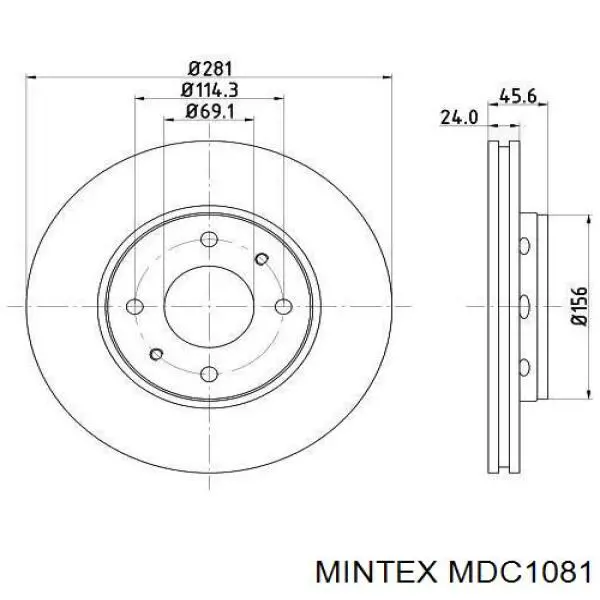 MDC1081 Mintex диск гальмівний передній