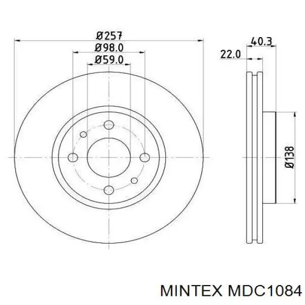 MDC1084 Mintex диск гальмівний передній