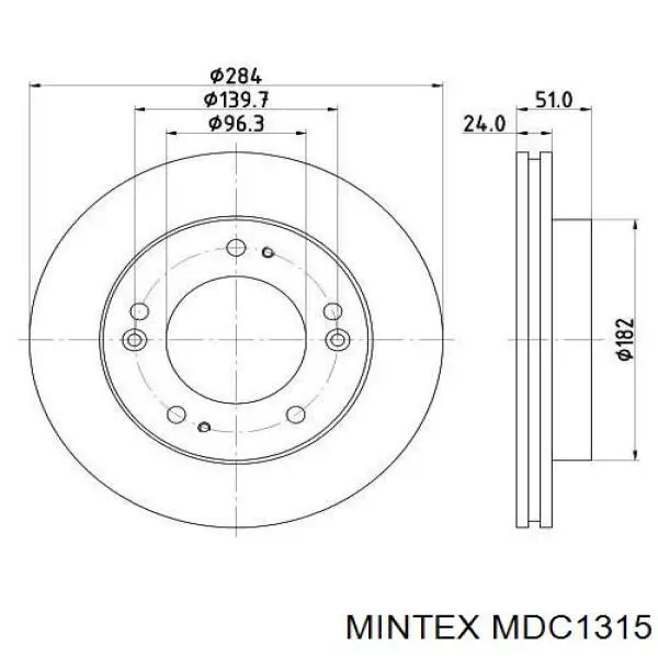 MDC1315 Mintex диск гальмівний передній