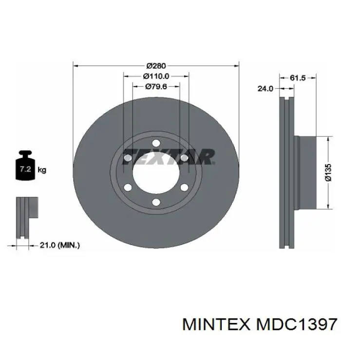 MDC1397 Mintex диск гальмівний передній