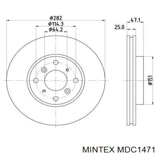 MDC1471 Mintex диск гальмівний передній