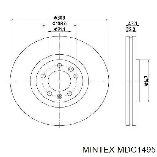 MDC1495 Mintex диск гальмівний передній