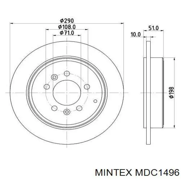 MDC1496 Mintex диск гальмівний задній