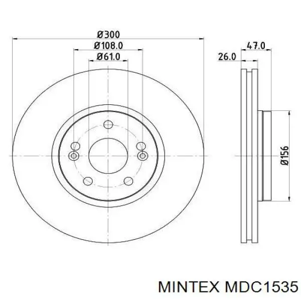 MDC1535 Mintex диск гальмівний передній
