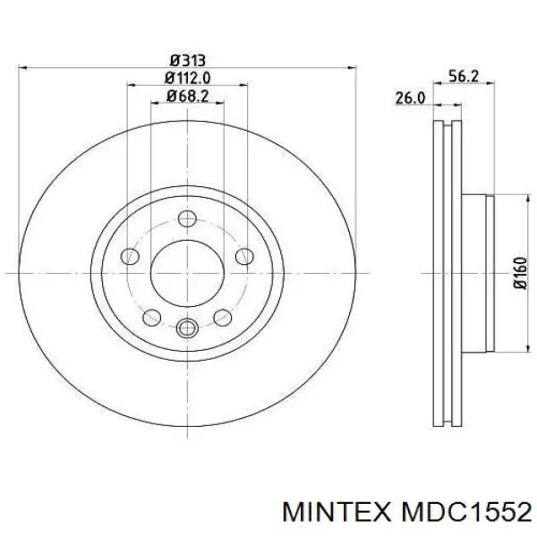MDC1552 Mintex диск гальмівний передній
