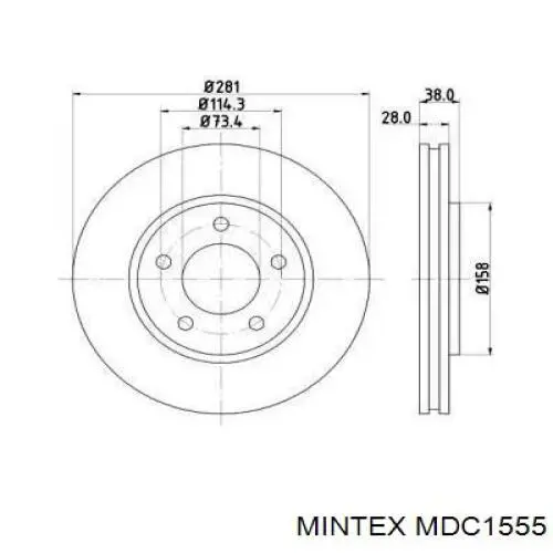 MDC1555 Mintex диск гальмівний передній
