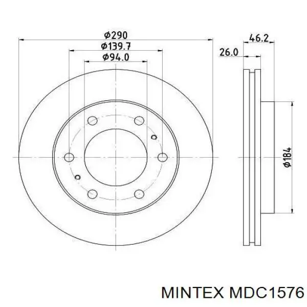 MDC1576 Mintex диск гальмівний передній