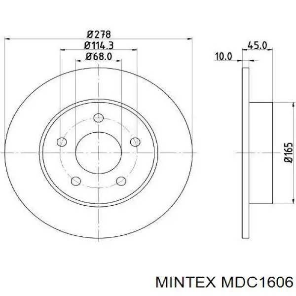MDC1606 Mintex диск гальмівний задній