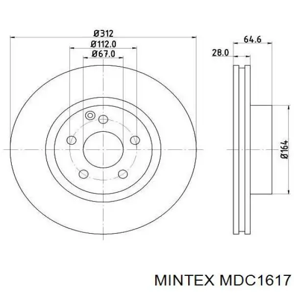 MDC1617 Mintex диск гальмівний передній