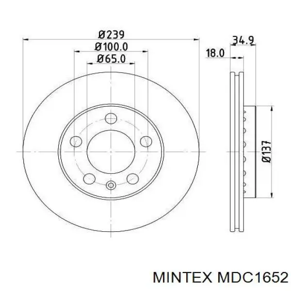 MDC1652 Mintex диск гальмівний передній