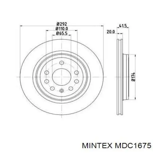 MDC1675 Mintex диск гальмівний задній