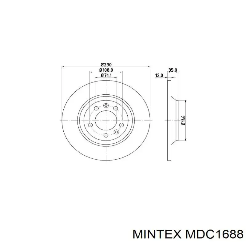 MDC1688 Mintex диск гальмівний задній