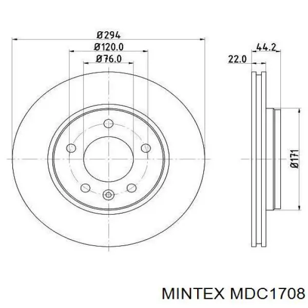 MDC1708 Mintex диск гальмівний задній