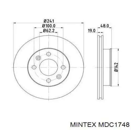 MDC1748 Mintex диск гальмівний передній