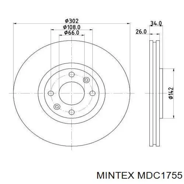MDC1755 Mintex диск гальмівний передній