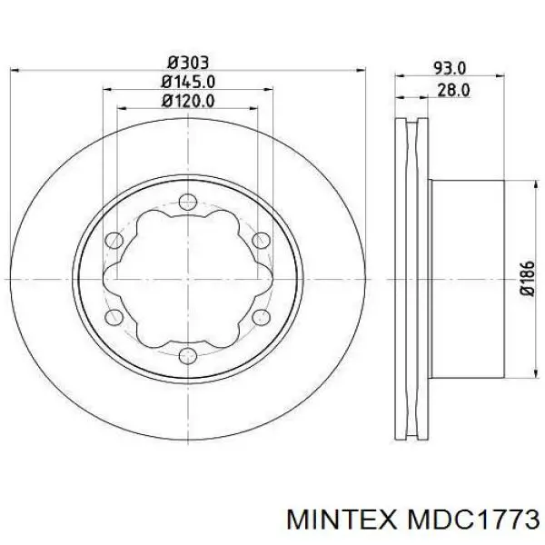MDC1773 Mintex диск гальмівний задній