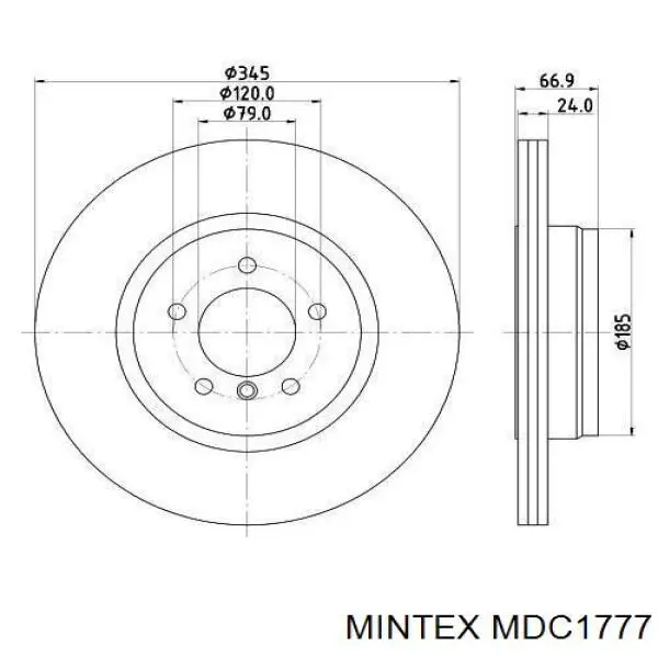 MDC1777 Mintex диск гальмівний задній