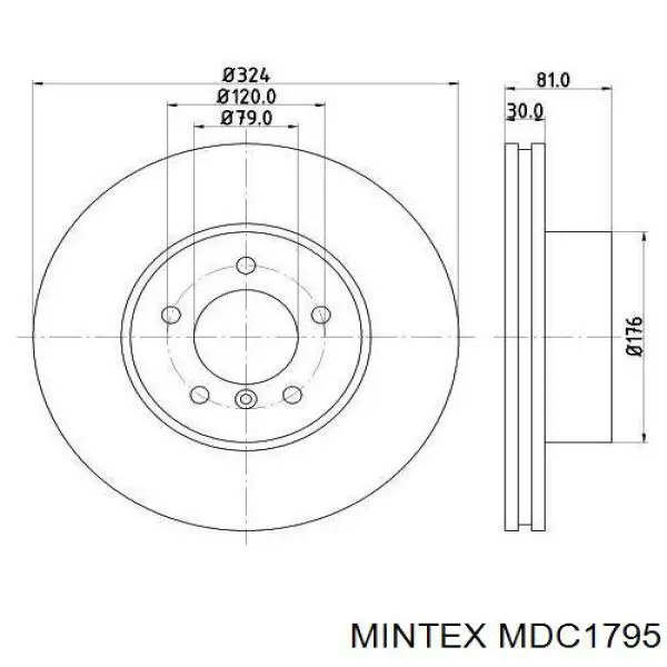 MDC1795 Mintex диск гальмівний передній