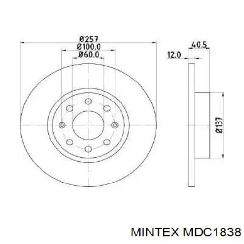 MDC1838 Mintex диск гальмівний передній