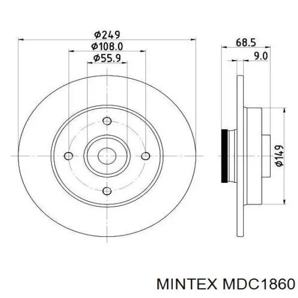MDC1860 Mintex диск гальмівний задній