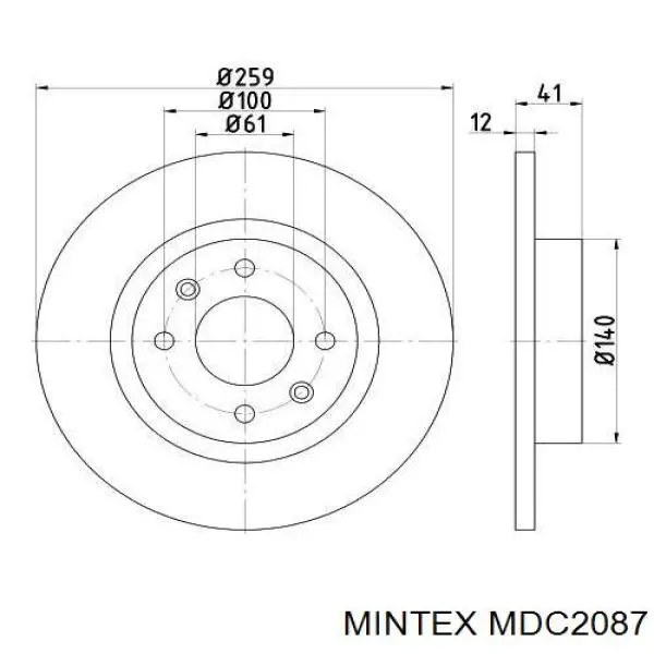 MDC2087 Mintex диск гальмівний передній