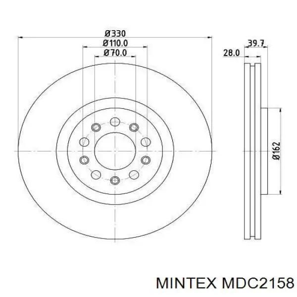 MDC2158 Mintex диск гальмівний передній
