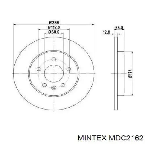 MDC2162 Mintex диск гальмівний задній