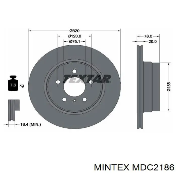 MDC2186 Mintex диск гальмівний задній