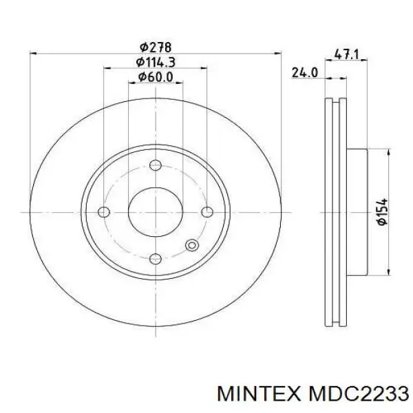 MDC2233 Mintex диск гальмівний передній