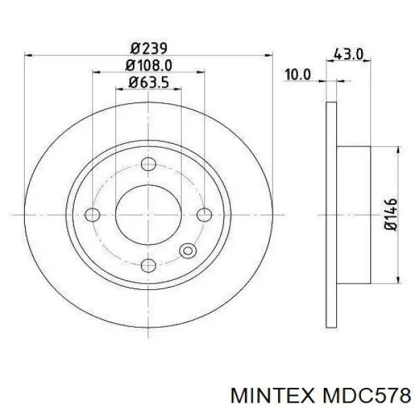 MDC578 Mintex диск гальмівний передній