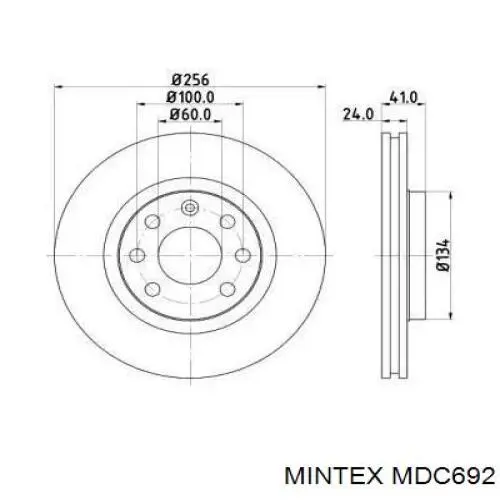 Диск гальмівний передній MDC692 Mintex