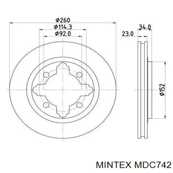MDC742 Mintex диск гальмівний передній