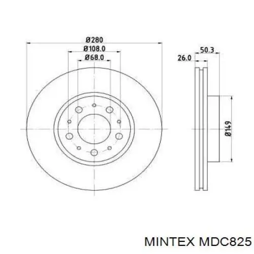 MDC825 Mintex диск гальмівний передній