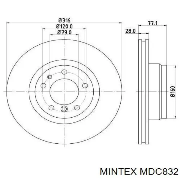 MDC832 Mintex диск гальмівний передній